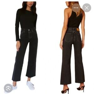 Aritzia Denim Forum Farrah High Rise Wide Leg 28L Black 29